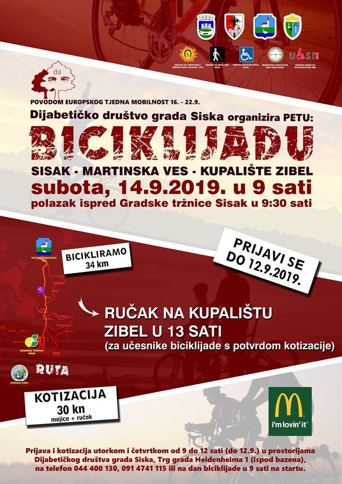 You are currently viewing BICIKLIJADA DIJABETIČARA: Sisak – Martinske Ves – Kupalište Zibel