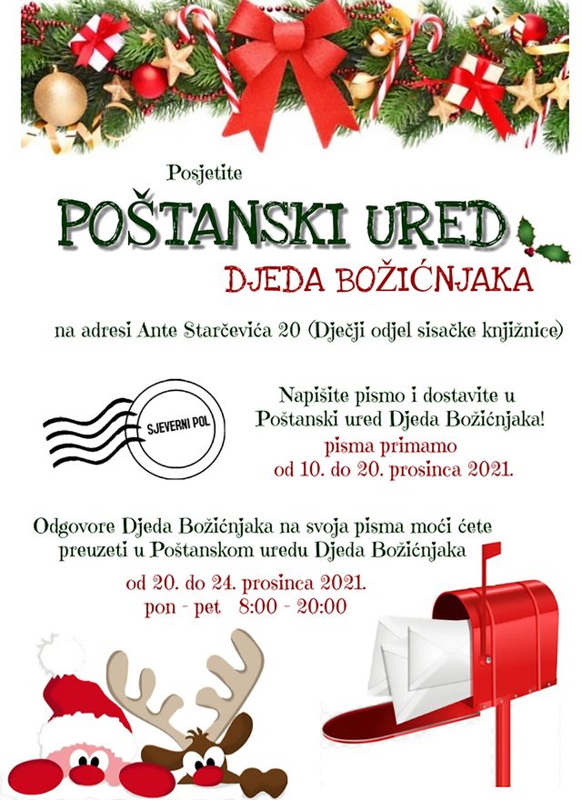 You are currently viewing Poštanski ured Djeda Božićnjaka u Dječjem odjelu sisačke knjižnice