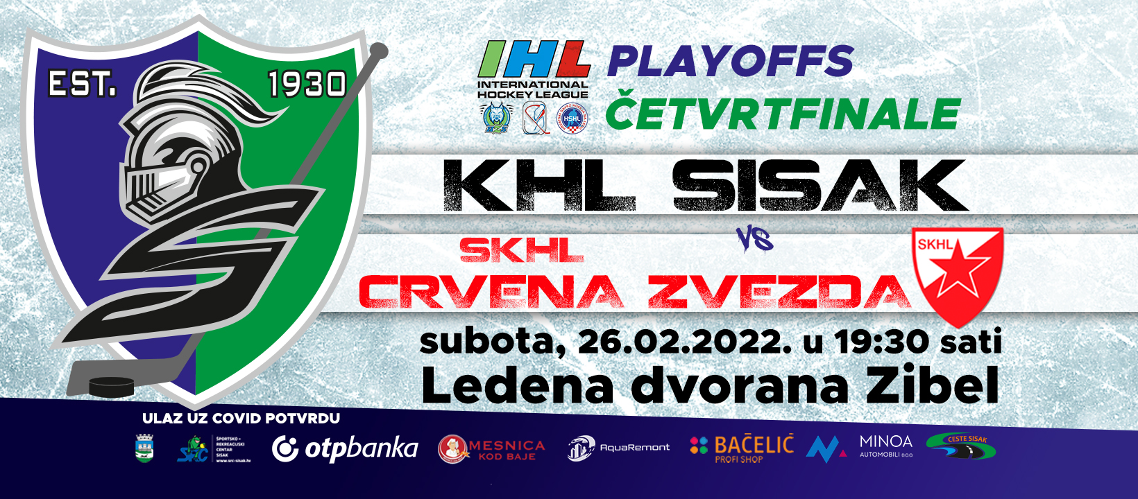 You are currently viewing IHL PLAYOFF ČETVRTFINALE 1.UTAKMICA, KHL SISAK-SKHL CRVENA ZVEZDA