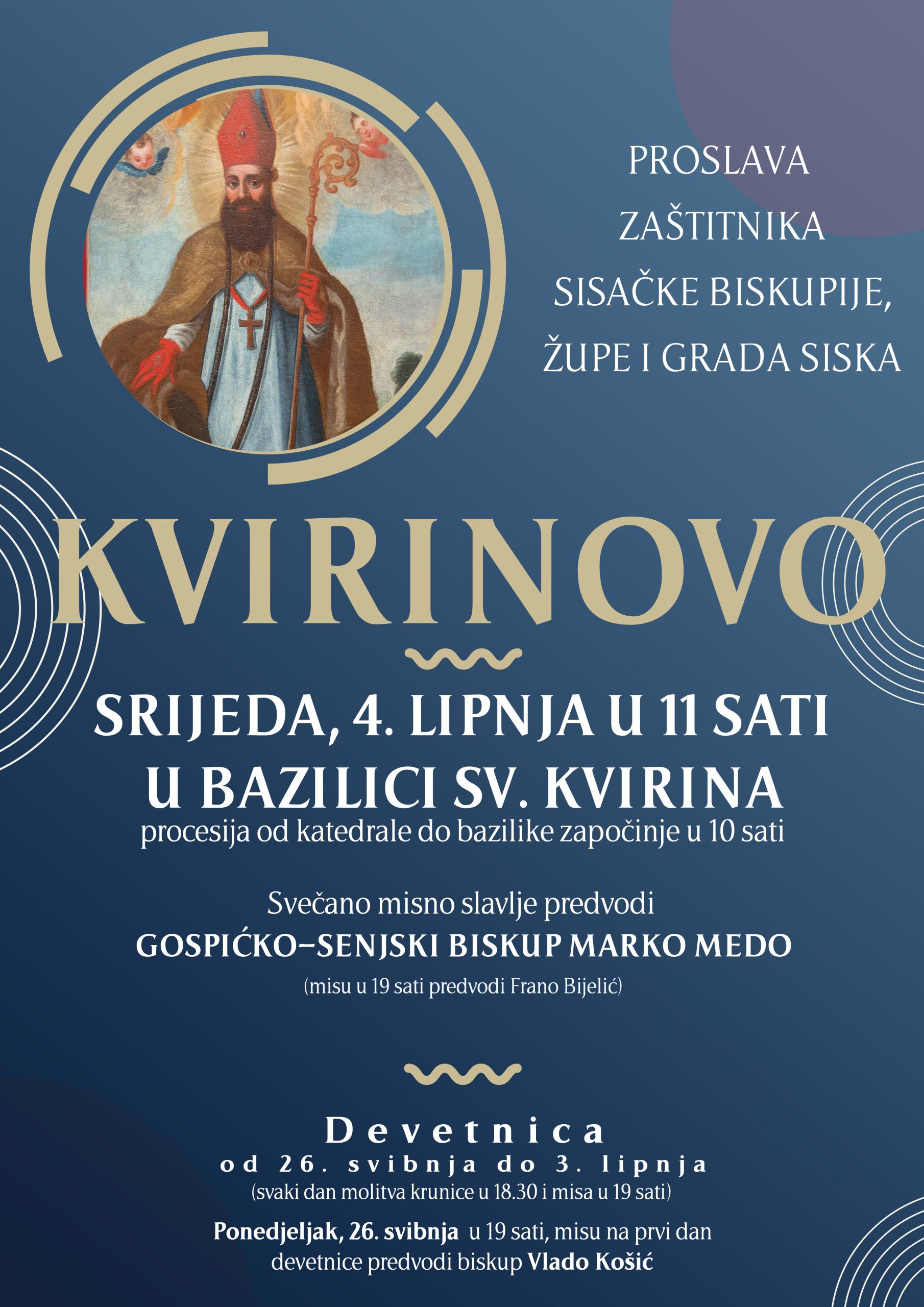 You are currently viewing Počinje devetnica uoči svetkovine sv. Kvirina, zaštitnika Sisačke biskupije i grada Siska