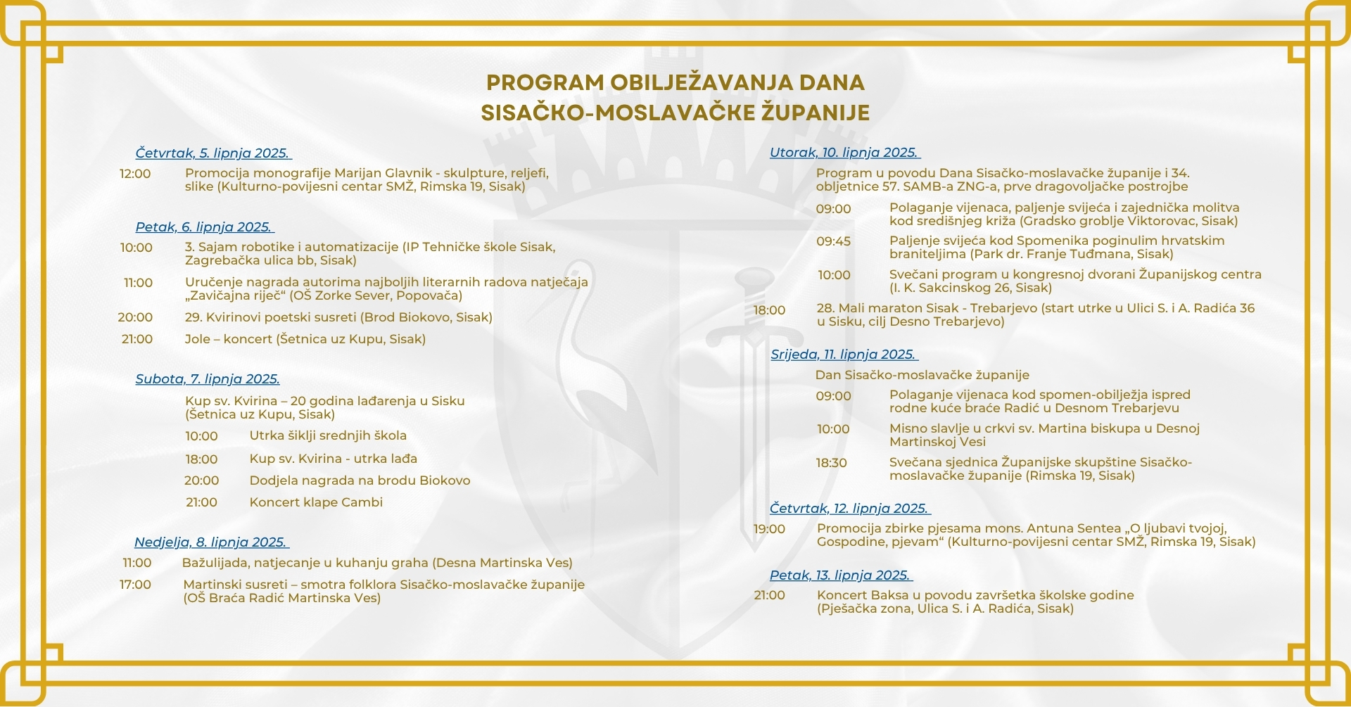 You are currently viewing Program događanja povodom Dana Sisačko-moslavačke županije!