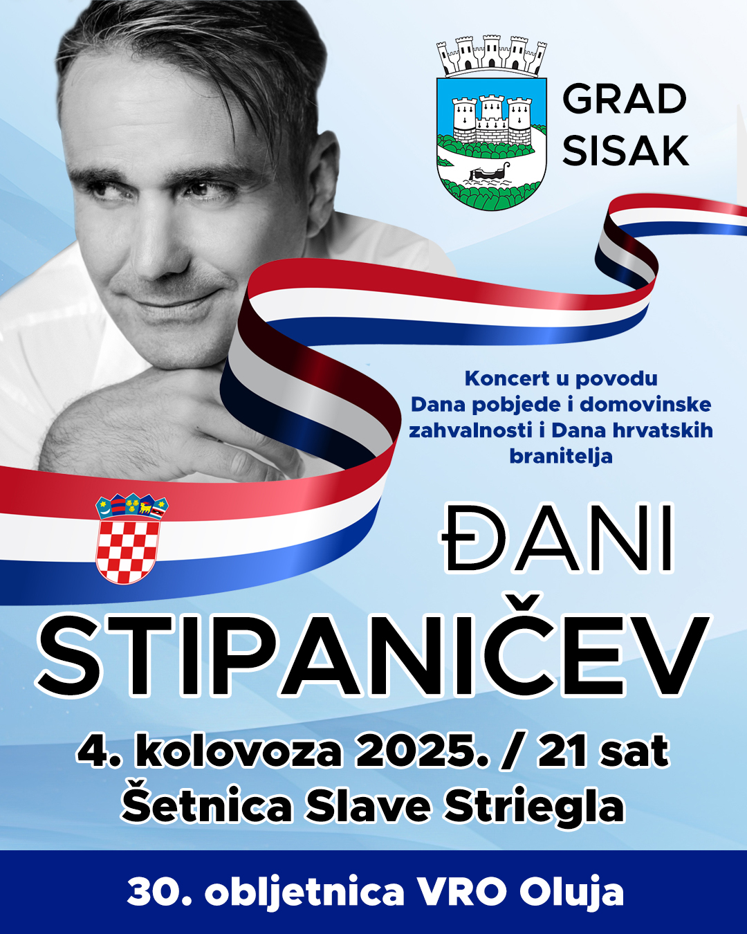 You are currently viewing Koncert Đanija Stipaničeva povodom proslave Dana pobjede i domovinske zahvalnosti i Dana hrvatskih branitelja 4.8.2025.