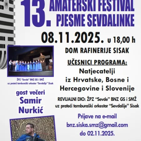 Read more about the article 13. amaterski festival pjesme sevdalinke ove subote u Domu rafinerije