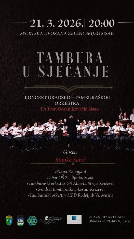 Trenutno pregledavate Koncert Gradskog tamburaškog orkestra FA Ivan Goran Kovačić Sisak!