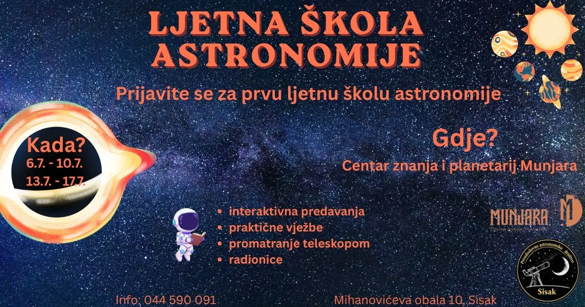 Trenutno pregledavate LJETNA ŠKOLA ASTRONOMIJE U CENTRU ZNANJA I PLANETARIJU MUNJARA