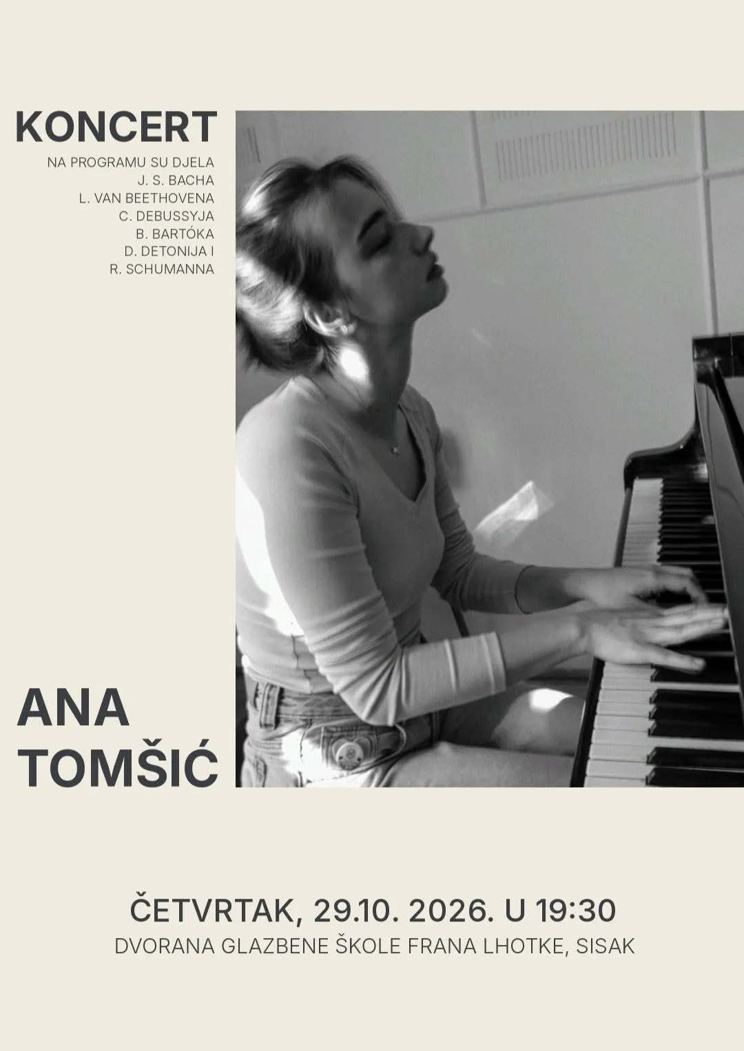 Trenutno pregledavate Koncert pijanistice Ane Tomšić – 29.10.2026.