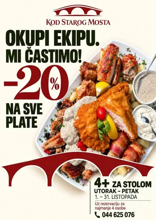 Trenutno pregledavate Posebna ponuda u listopadu  – restoran Kod Starog mosta