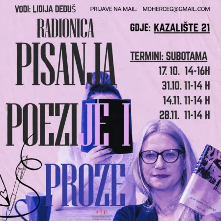 Pročitajte više o članku Radionica čitanja i pisanja s Lidijom Deduš u Kazalištu 21